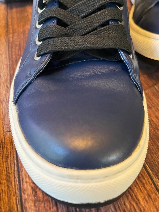 Karl Lagerfeld Paris Men\'s Leather Low Top Sneaker Designer Navy Blue Size 8 main image 10